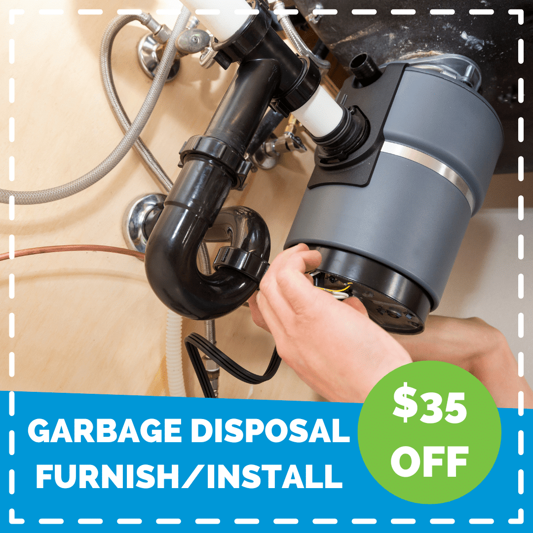 $35 0ff garbage disposal furnish/install