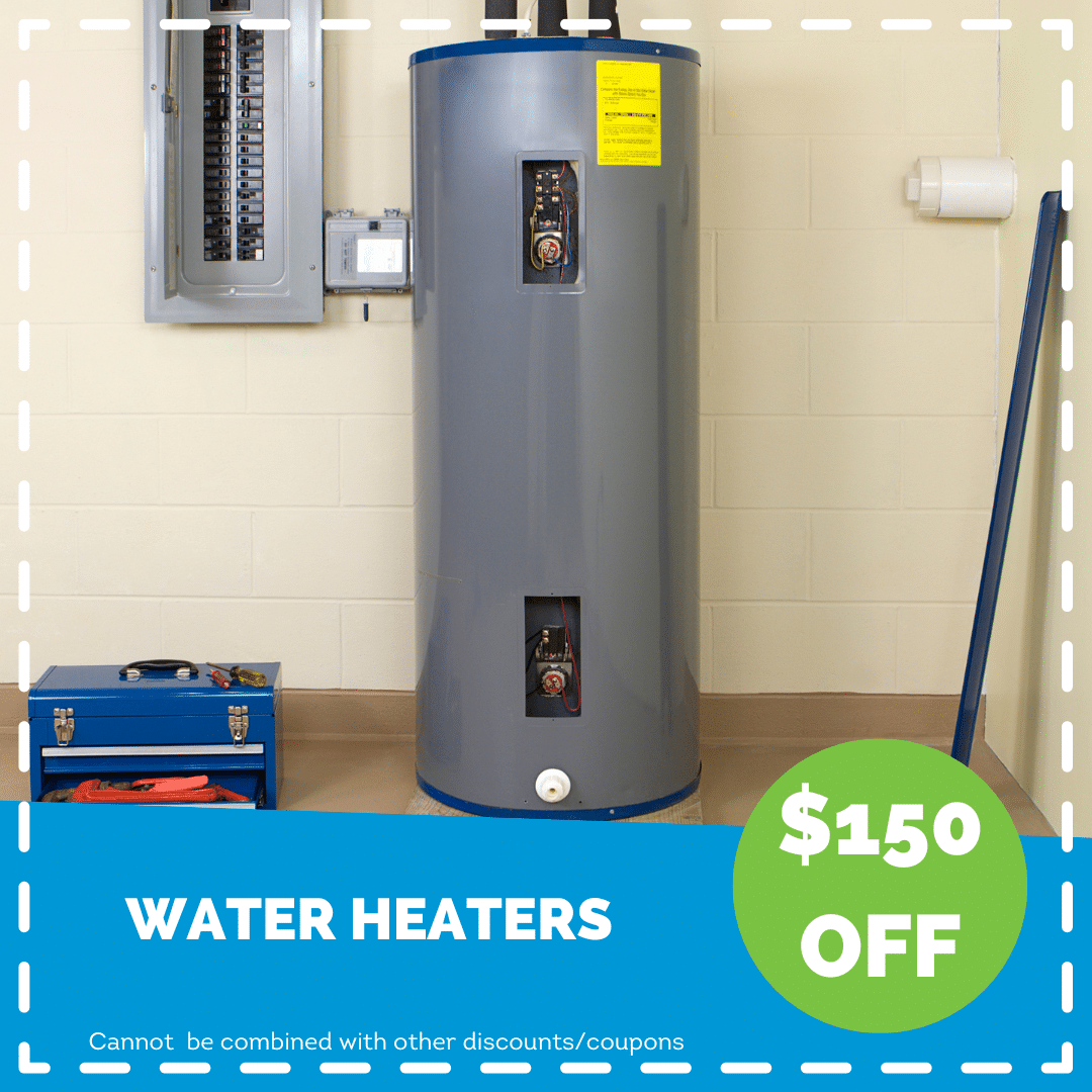$150 off water heaters